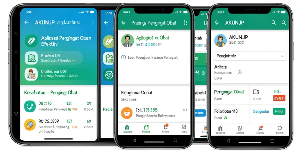 Tampilan antarmuka utama AKUNJP dengan fungsi Pengingat Obat yang jelas.