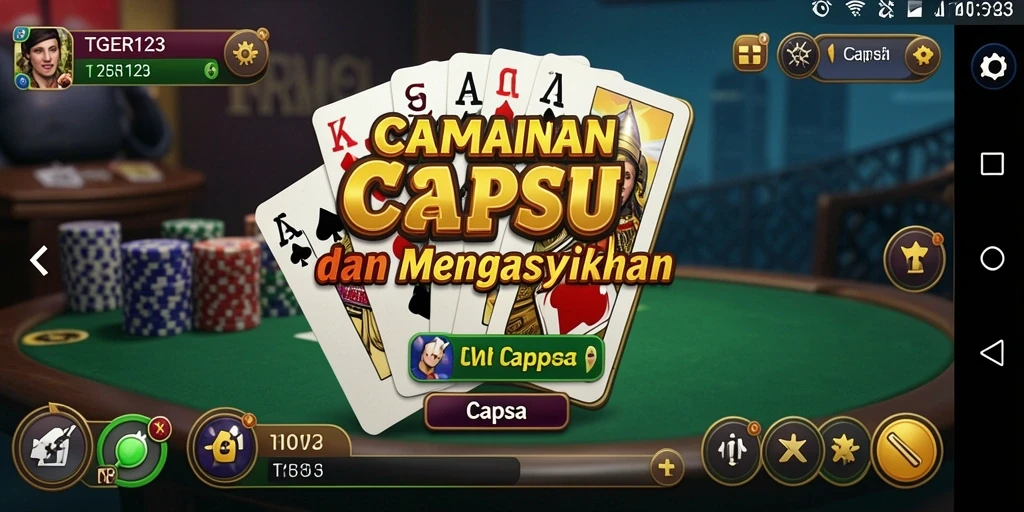Tampilan antarmuka permainan Capsa yang menarik dan mudah digunakan.