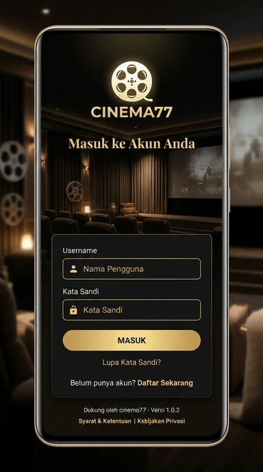 Tampilan halaman login cinema77